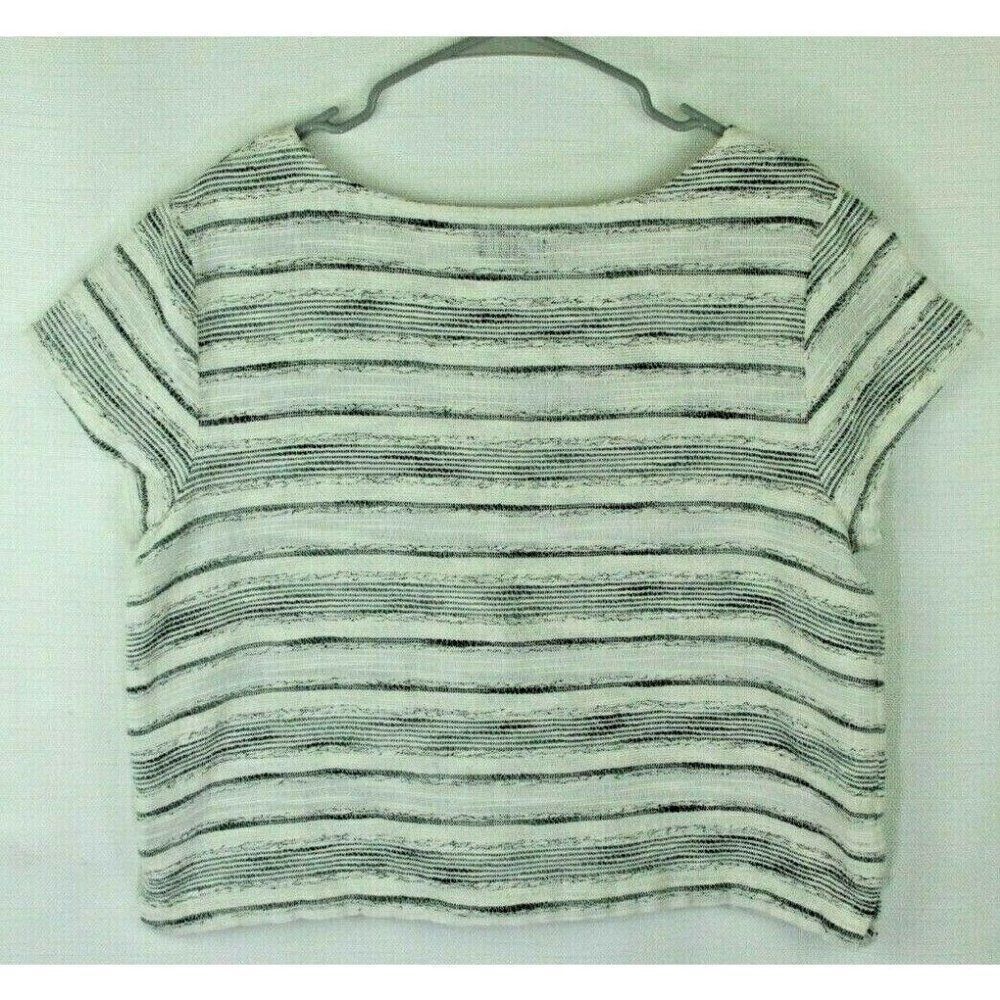 Gap XL Top Striped Short Sleeves Woven Metallic Cotton Womens